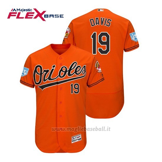 Maglia Baseball Uomo Baltimore Orioles Chris Davis Flex Base Entrenamiento De Primavera 2019 Arancione